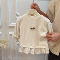 Autumn/winter girls' trendy thickened warm sweatshirt, korean style long-sleeve top, base layer, kids' clothing, children's wear