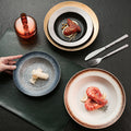 Japanese retro ceramic dinnerware - western dessert, straw hat plate, restaurant hot pot, soup plate, fruit salad, snack deep dish