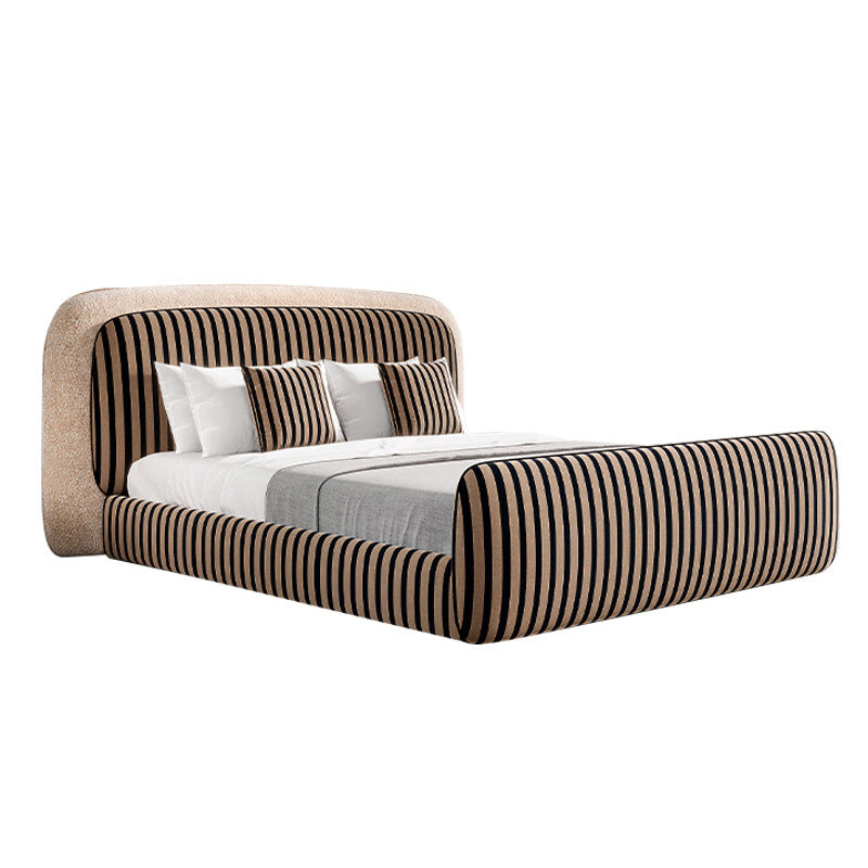 Modern casual wedding bed fendi blended color matching classy large apartment master bedroom bed 1.8m soft pack double fabric bed