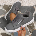 plus size women's low-top flat sneakers - versatile, lightweight, and trendy white shoes for autumn