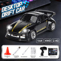 Rc professional drift car 1:64 remote control car 2.4g four-wheel drive racing car with controllable lights, desktop mini world toy car