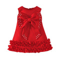 new arrival: sweet girls' big bow beaded cake vest dress