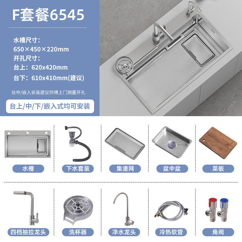 Double slag collection sink large single slot high quality stainless steel kitchen sink thickenedfor home dishwashing sink vegetable sink