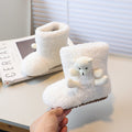 Girls' winter fleece-lined lambswool outerwear cotton shoes,  new korean style children's cartoon warm snow boots, fluffy
