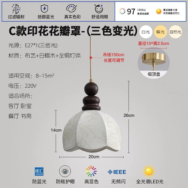 All-copper French retro Nanyang style bedroom bedside medieval cream restaurant dining table bar lighting fabric small chandelier