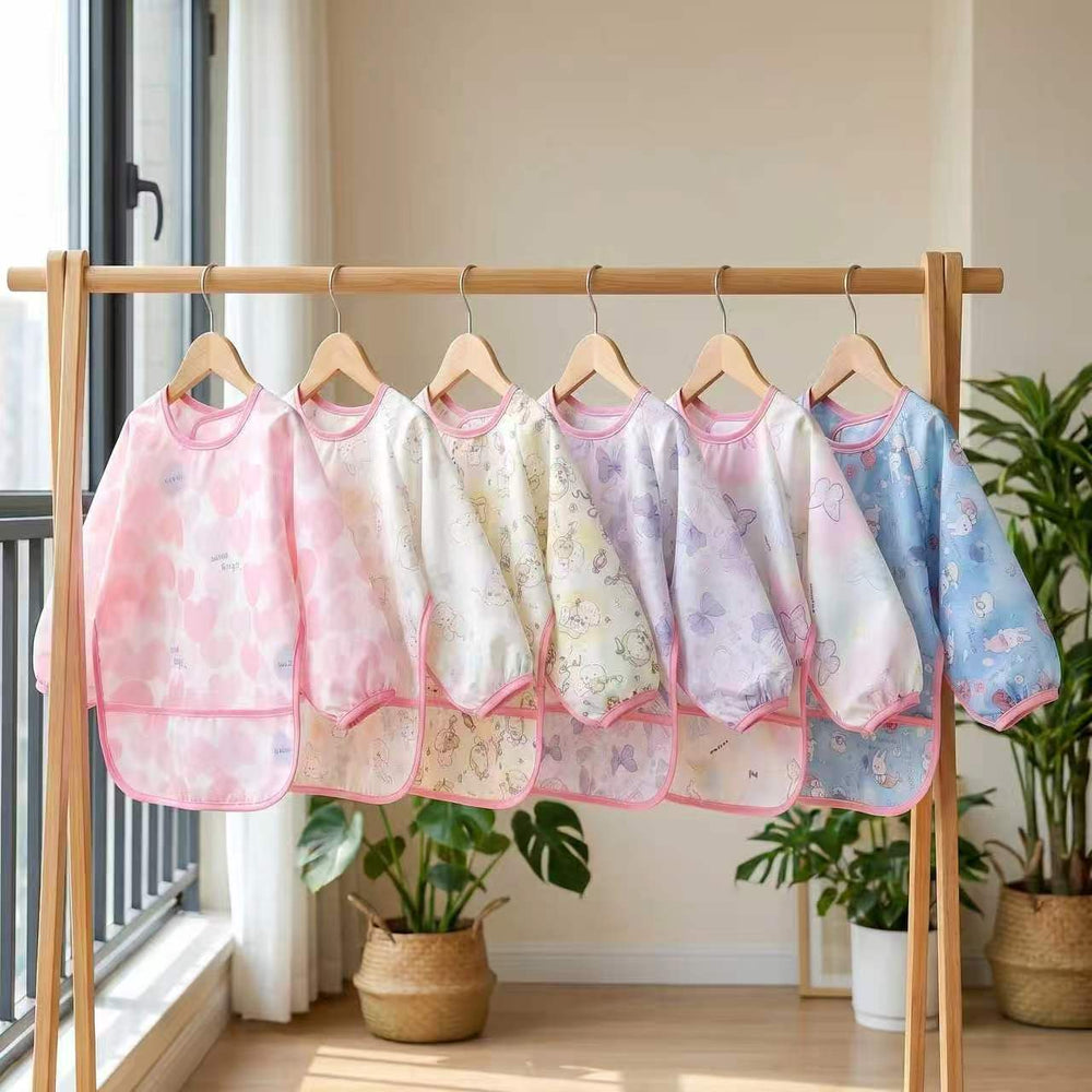 Kidslong sleeveswaterproof smock eating bib infant anti-dirty clothing food supplement apron children's painting waterproof rice pocket
