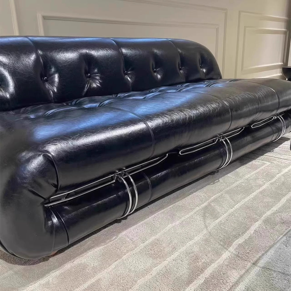 Italian medieval style soriana big steel teeth leather sofa designer style living room retro popular hippo sofa