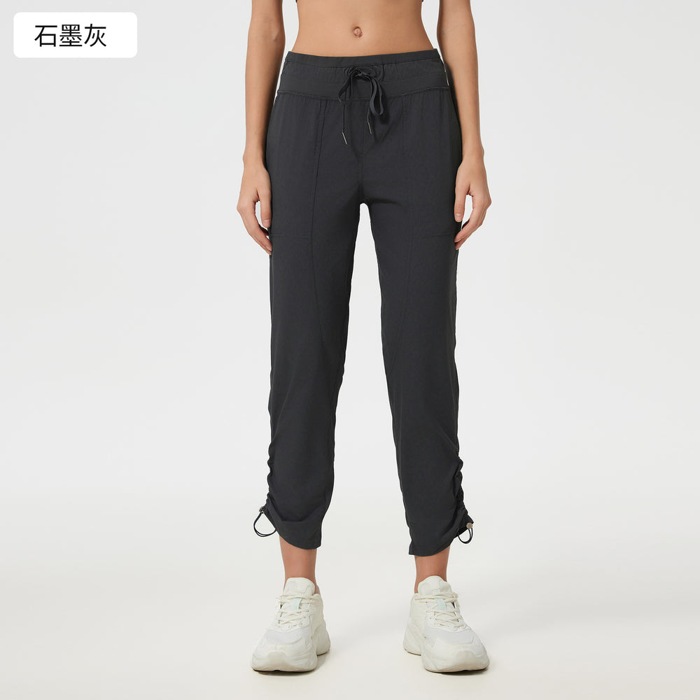 Spring/summer lightweight breathable ice-feel casual sports pants for women - two-way wear, slimming, running & fitness straight-leg pants dss070