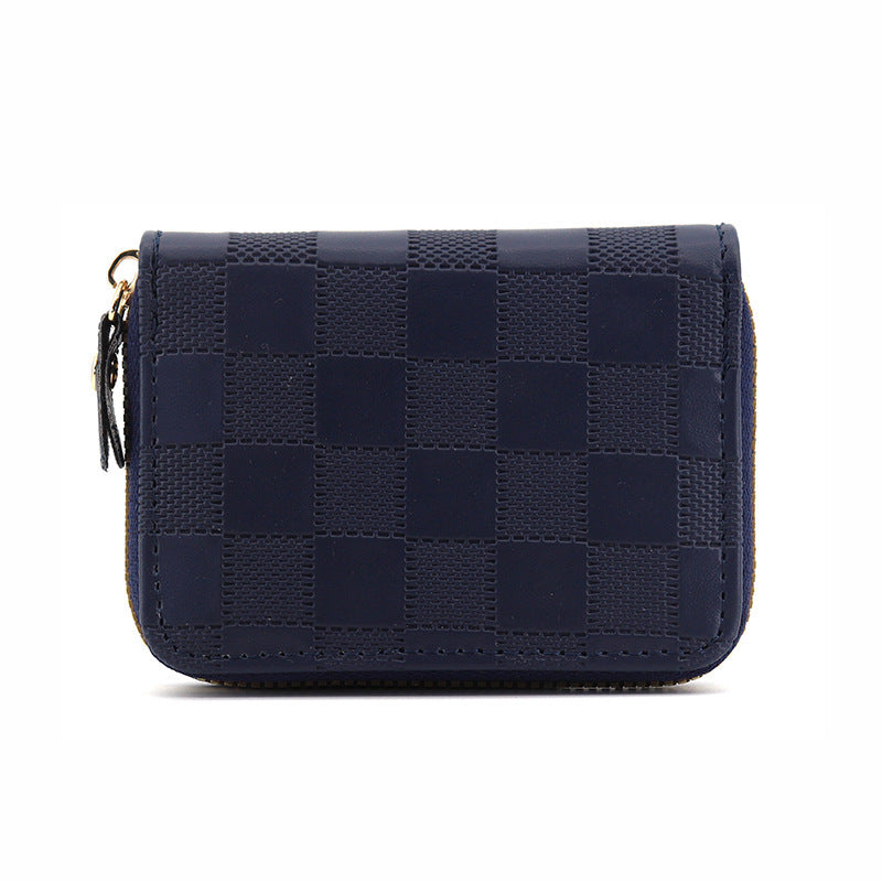 Plaid card bag, new  men and women's high-end sense, large-capacity document storage, casual card holder, zipper, change bag.