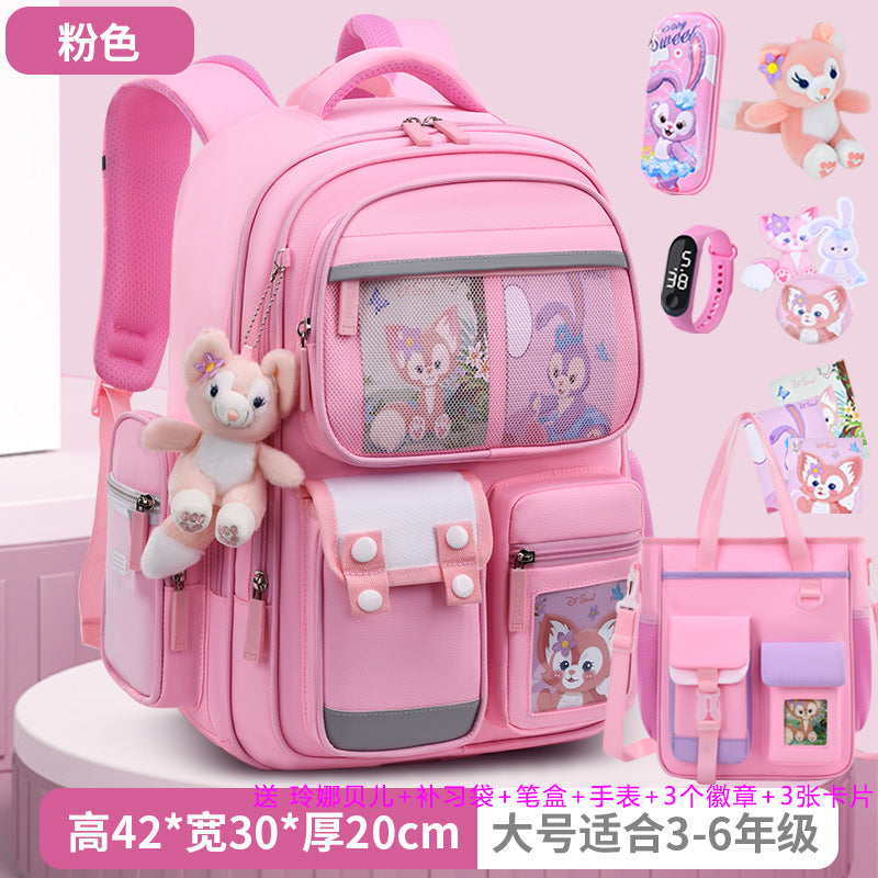 2026 new school backpack for girls, grades 1-6: lightweight, ergonomic, and spine-protecting backpack for elementary school students