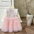 Girldress chinese style new year's greetings dress winter tang suit birthday dress fleece-lined tutu skirt princess dress