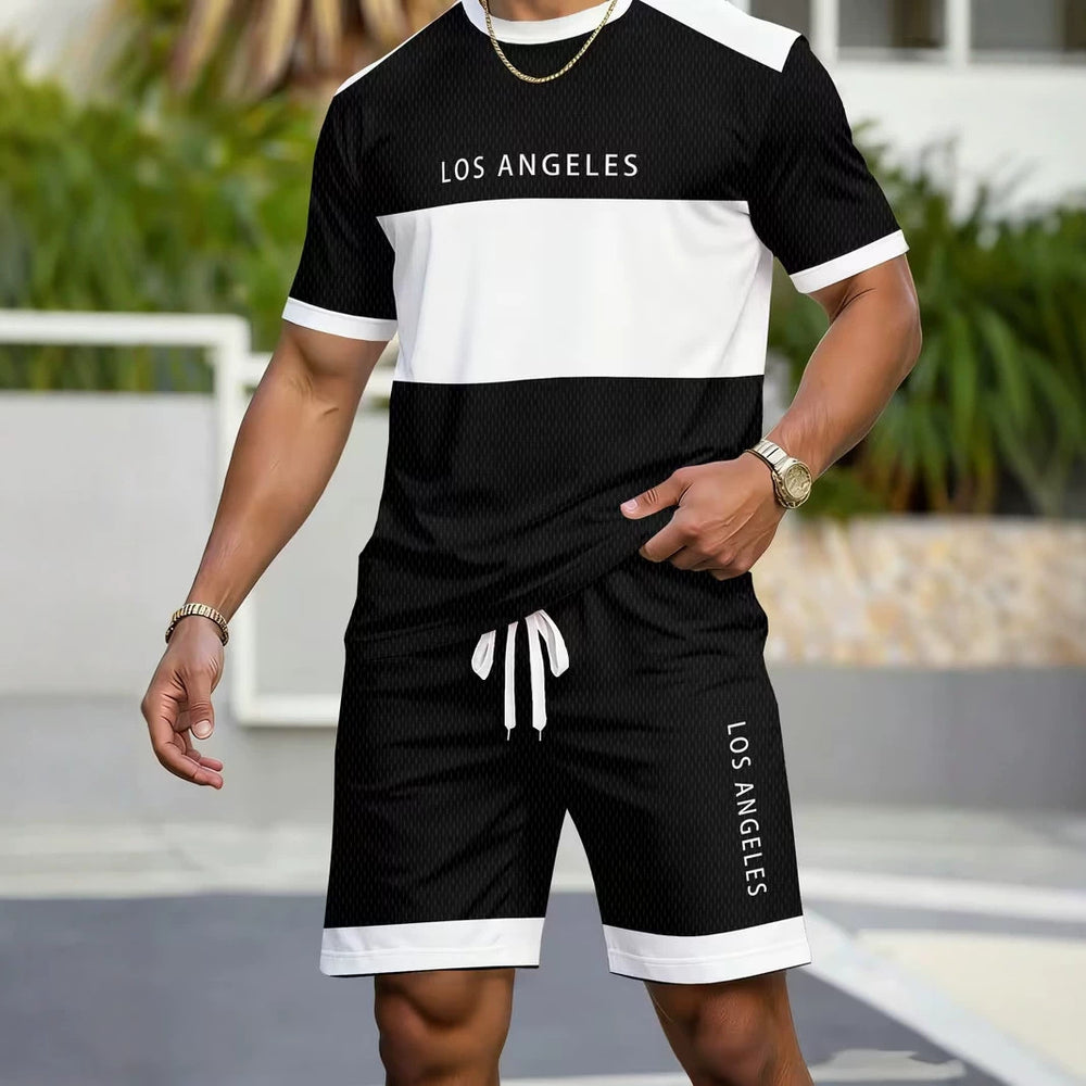 men's short-sleeve and shorts set, casual sportswear set, 3d printed cross-border hot seller, dropshipping available