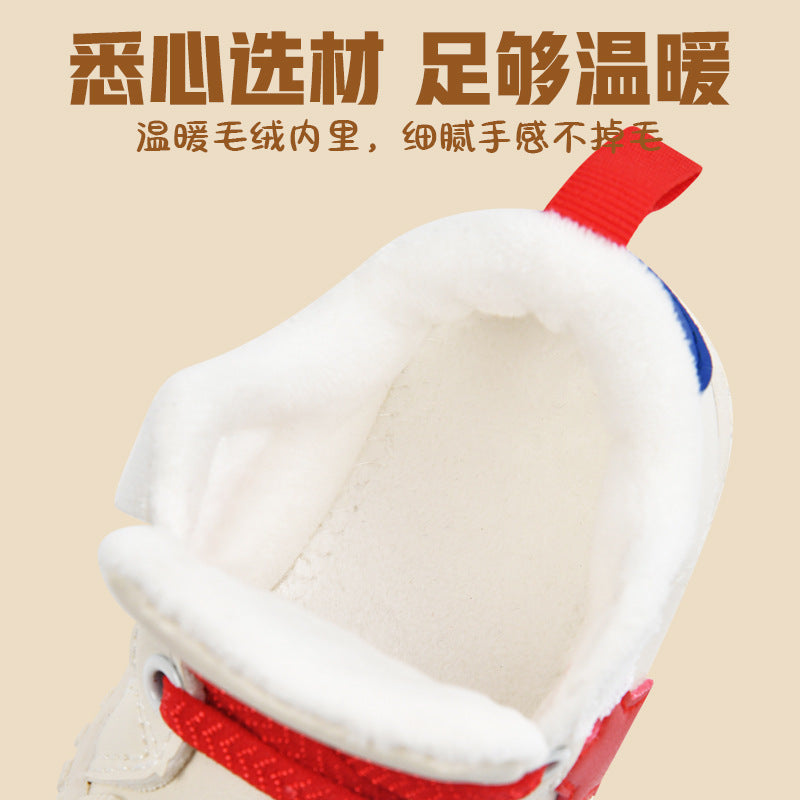 Toddler shoes for baby boys 0-1-3 years old, autumn/winter infant shoes for baby girls, soft sole children's shoes, fleece-lined and thickened cotton shoes