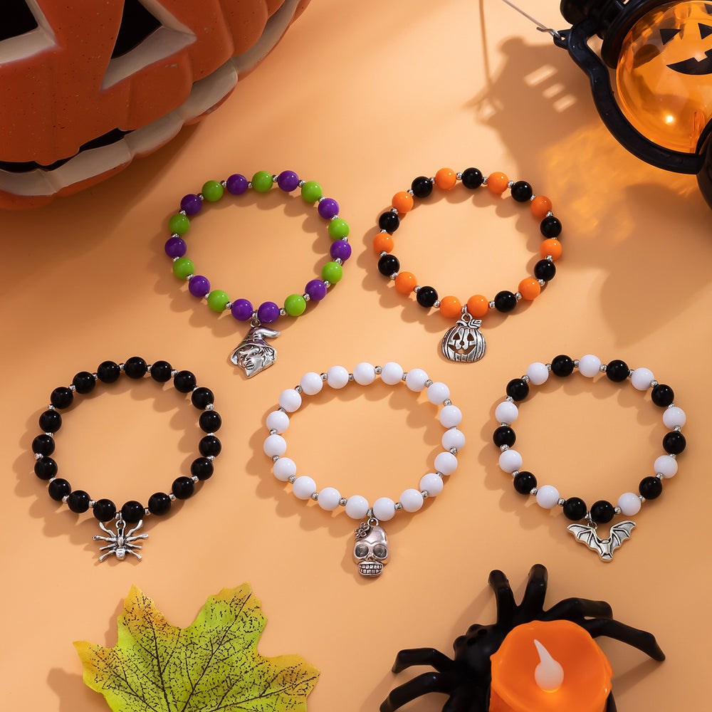 Halloween pumpkin bracelet wholesale fashion cross-border jewelry women's new ghost face skull bat pendant bracelet accessories