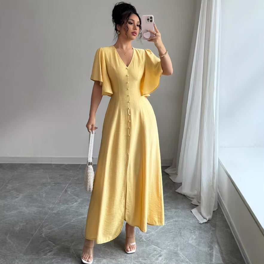 early spring new french casual chic dress - button-down design, slim fit, perfect for banquets, cocktail parties, and tea time