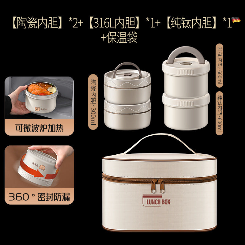 316L Stainless Steel Round Lunch Box Food Grade Sealed Fresh-keeping Box Microwave Heated Bento Box Set with Lid