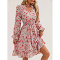 Shipped: new cross-border e-commerce floral patchwork long-sleeved dress for women, perfect for