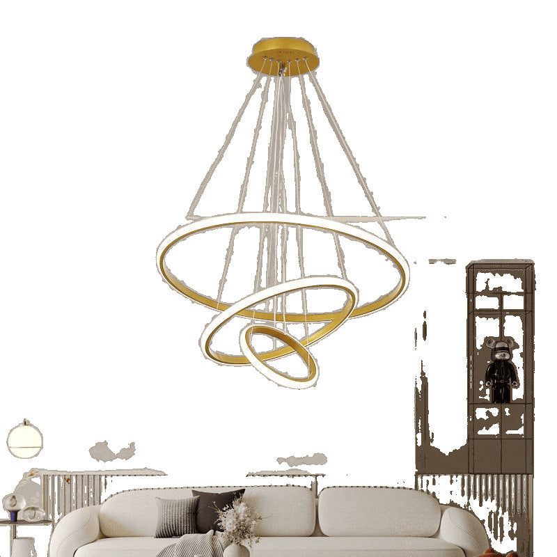 Internet celebrity LED ring chandelier bedroom restaurant light simple modern creative personality Nordic bar dining room lighting