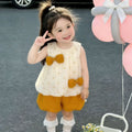Girls' summer outfit set: fresh new style baby shorts princess two-piece top, kids' summer sleeveless outing clothes