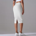 Naked high waist tight hip skirt sports skirt high elastic brushed medium long slit casual yoga women's skirt