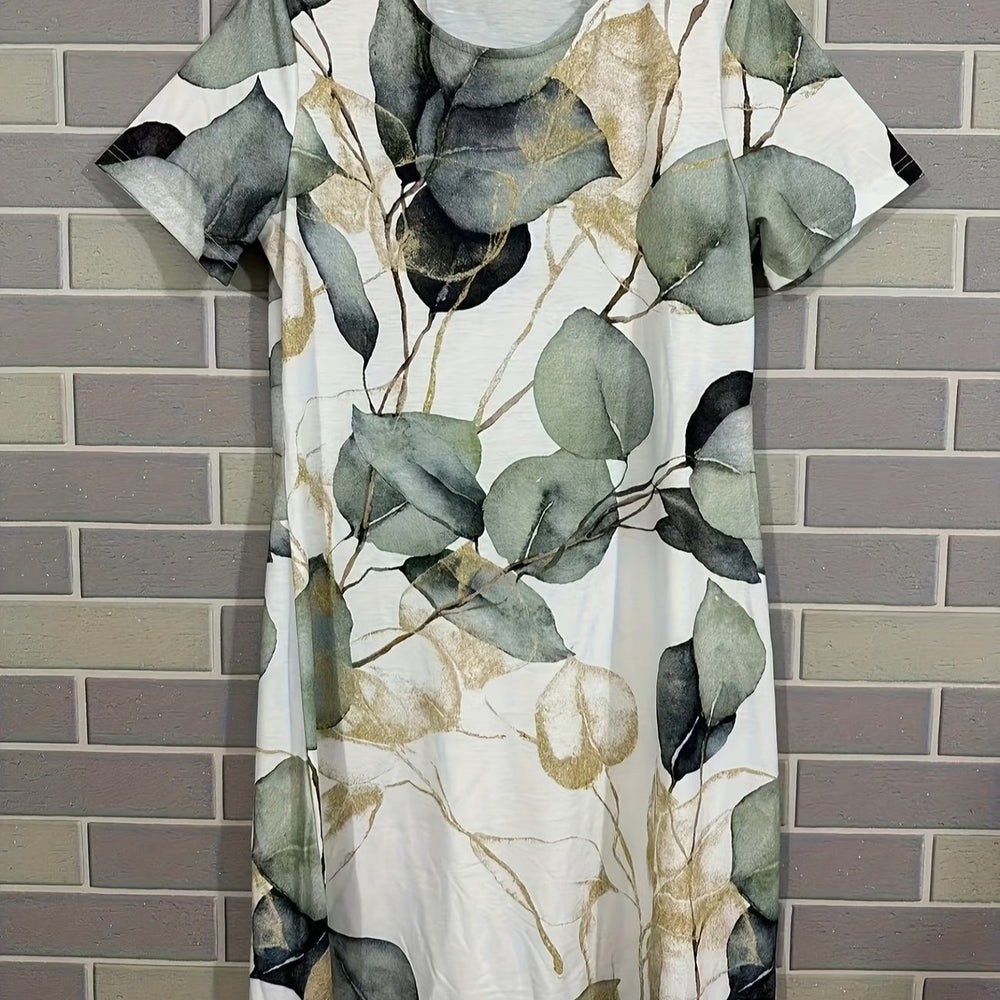 wholesale women's short-sleeved dresses, fashionable women's dresses for spring, summer, and autumn, new cross-border printed designs
