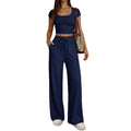 spring/summer new arrival: y2 european and american style women's casual slim-fit two-piece set - short sleeve top and long pants - commute outfit