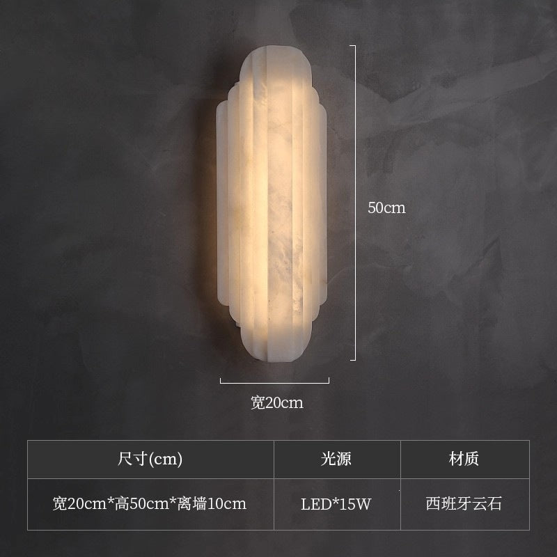 Italian light luxury spanish natural marble background wall lamp designer creative art bedside lamp marble wall sconce