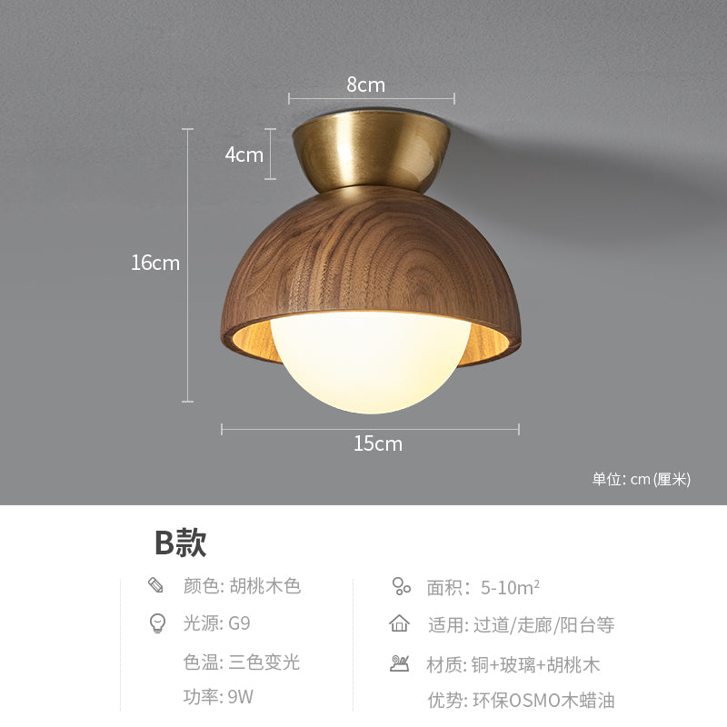 Zhongshan Lighting Aisle Light Entrance Light Balcony Ceiling Light Walnut Personality Homestay New Chinese Lighting