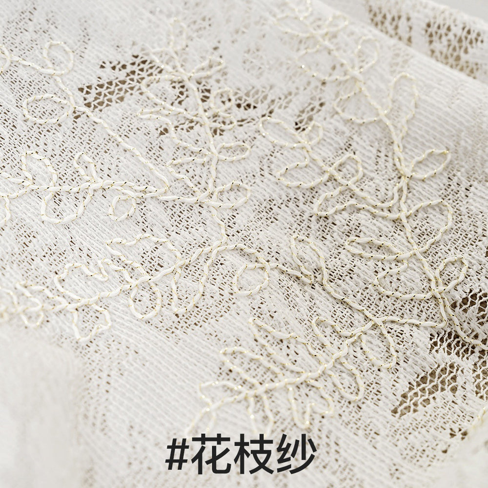 New arrival floral yarn embroidered gauze curtain frenchcut out window gauze living room balcony bedroom bay window princess gauze shaoxing curtain