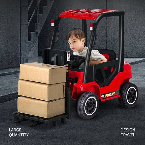 Children's electric forklift boy four-wheeled car electric lifting forklift remote control toy car can sit people toy car