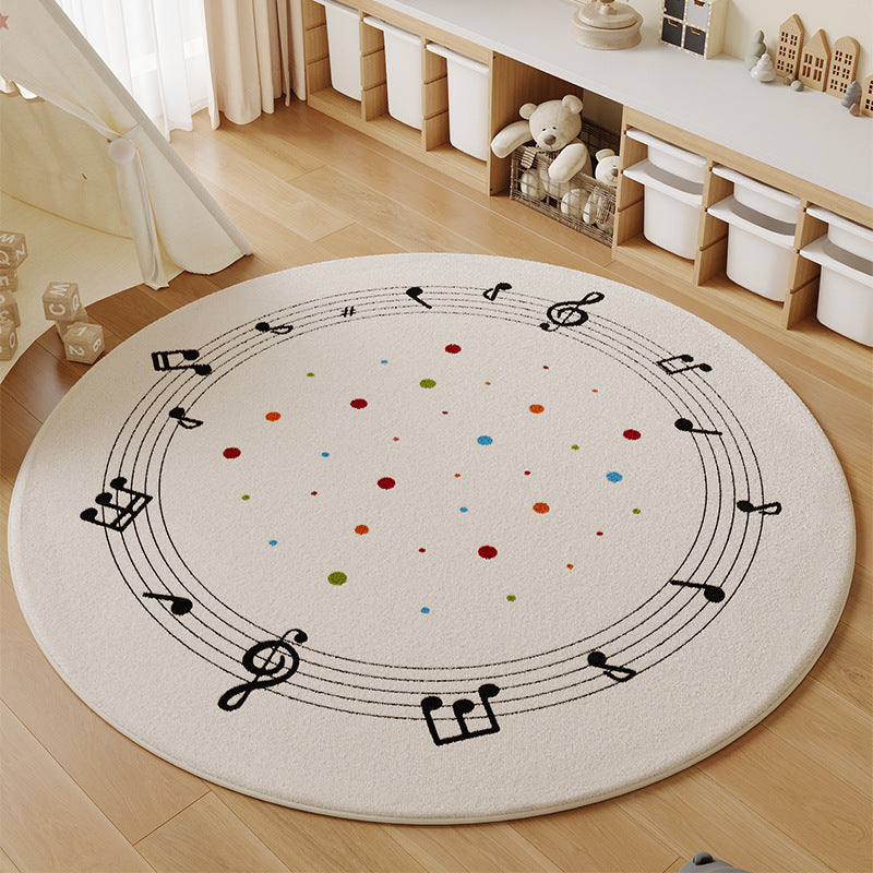 Cartoon faux cashmere round rug - perfect for bedroom bedside, study reading nook, cooling foot mat, living room sofa, or coffee table