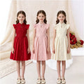 Girldress cross-border children's clothing summernew arrival red chinoiserie heavy industry embroideredpatchwork waist dress princess dress