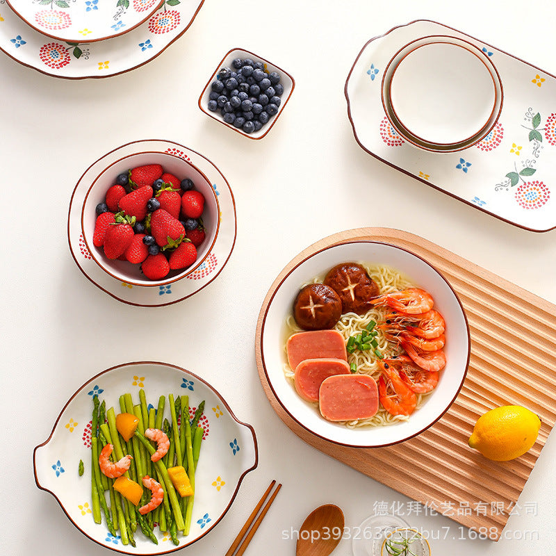 Nordic dinnerware set: creative ceramic bowls, dinner plates, and soup bowls for home use - minimalist underglaze ceramic tableware wholesale