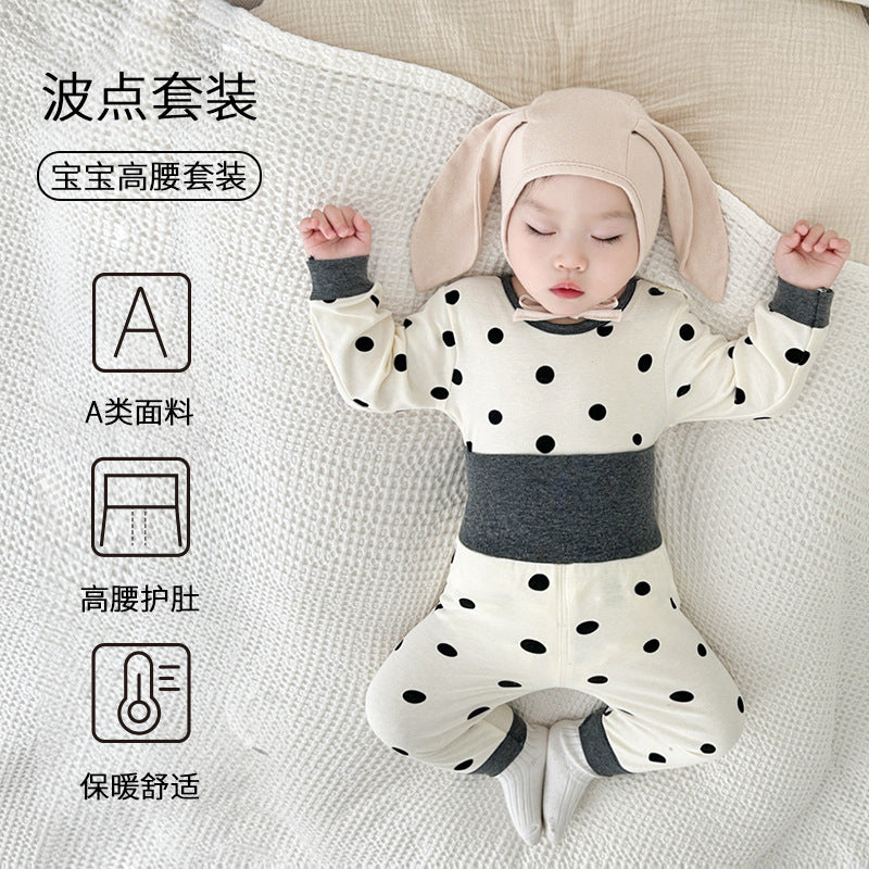 Spring autumkids autumn clothessuitbabypure cotton belly protective intimatesmale and female baby winter bottom casual home clothes