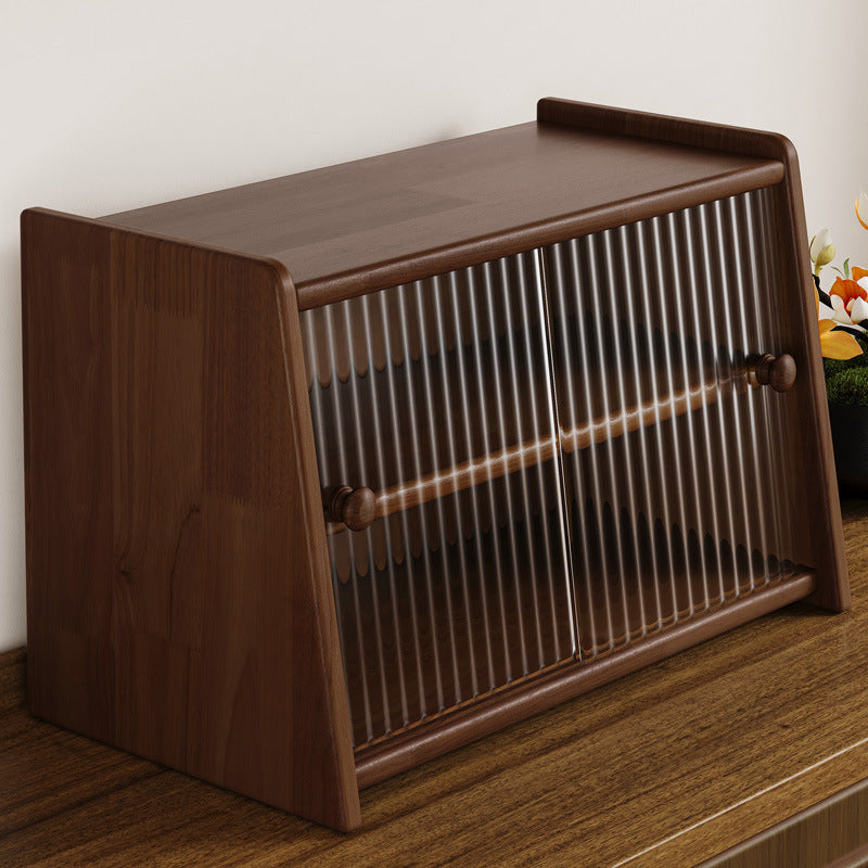 Solid wood desktop cosmetics storage box rack countertop sundries storage cabinet desk figure display finishing cabinet