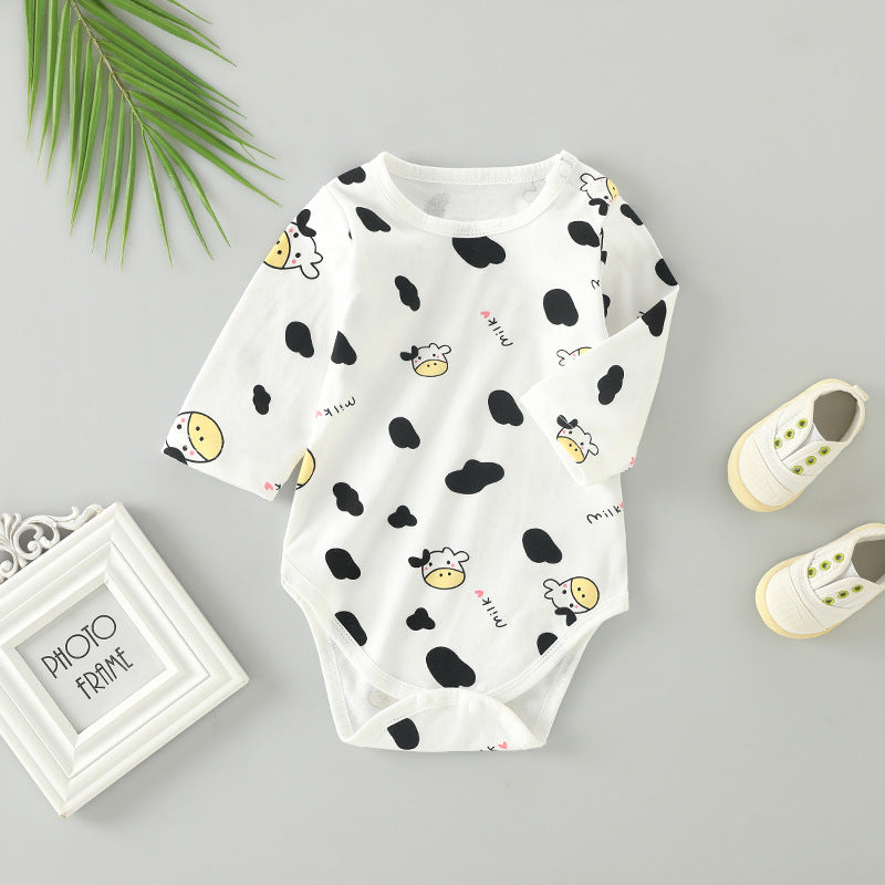 Baby long-sleeve romper: autumn triangle bodysuit, newborn unisex spring/autumn pure cotton crawling suit