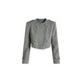 cross-border fashionable and minimalist versatile short chanel-style double-breasted napoleon jacket with round neck
