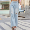 European and american cross-border trade independent station  new  denim wide-leg pants ripped slightly flared jeans for women