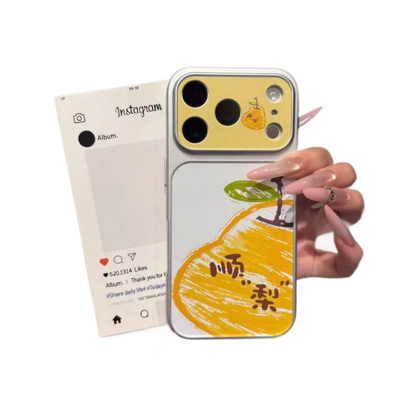 Suitable for apple 17pro mobile phone case hand-painted graffiti pear strawberry homophonic fresh fruit iphone18 soft case