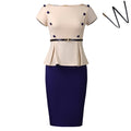 C8635 european and american clothing  plus size fashion elegant bodycon office lady color block african dress