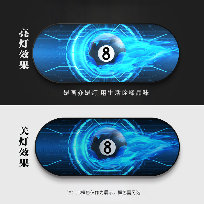 Billiards hall decorative painting black eight ball wall luminous hanging painting chess and card billiard room club bar led star light