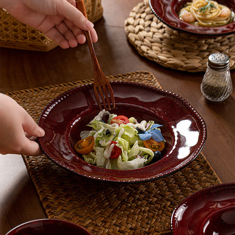 Magnesium fired ceramic super beautiful plate in style art plate commercial catering for home2025new arrival 7.5inch vegetable plate