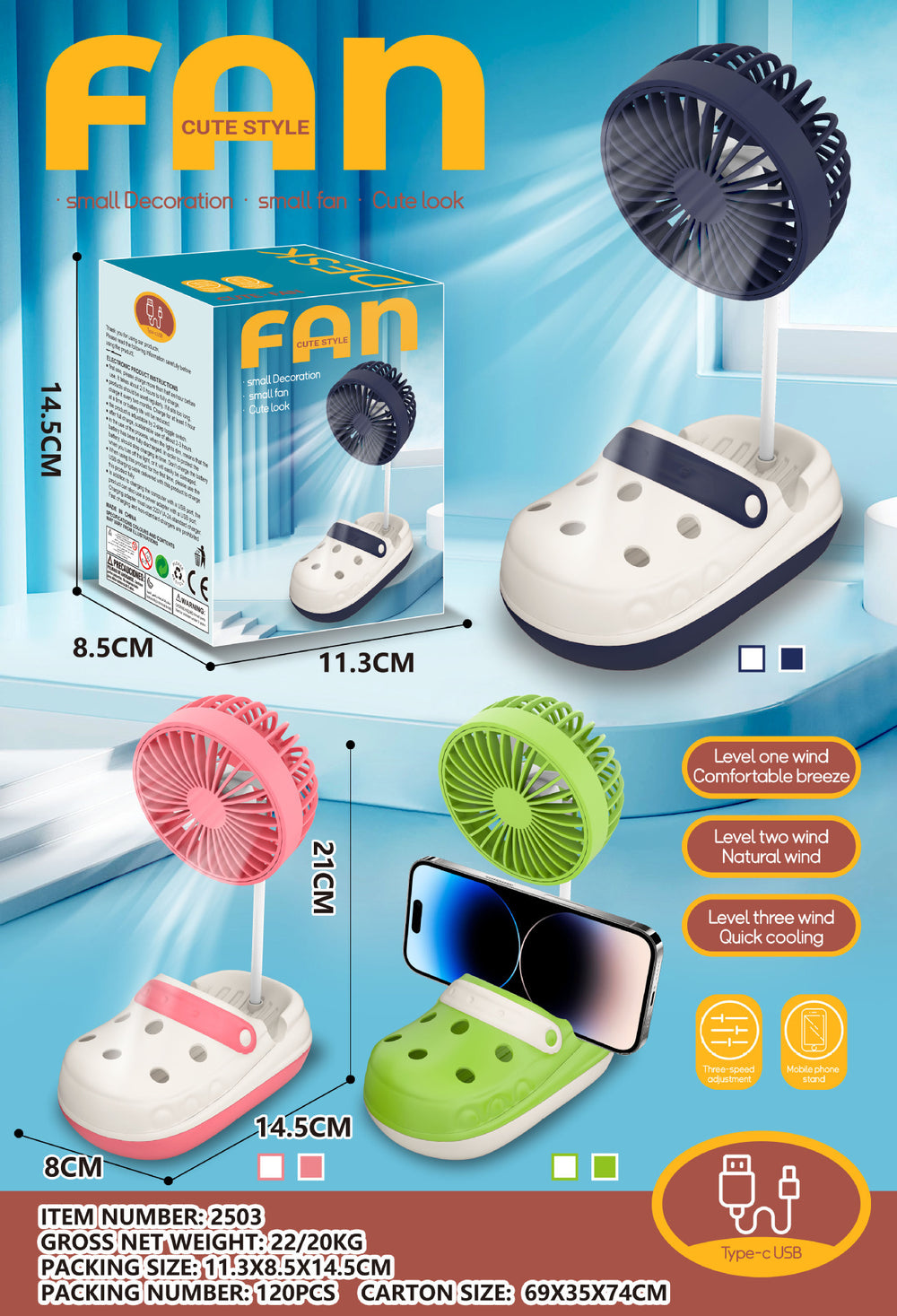 Creative burger mini fan with storage and makeup mirror, usb rechargeable, 3-speed adjustable, multifunctional desktop fan