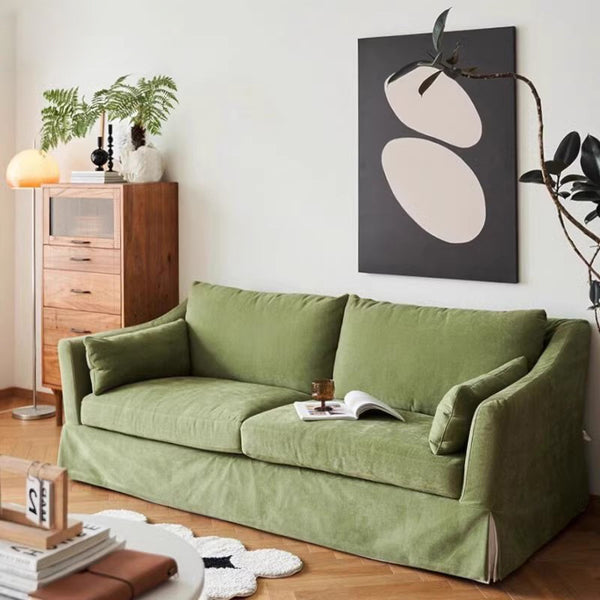Simple modern fabric sofa living room removable and washable cream wind sofa down cotton and linen wabi sand wind sofa