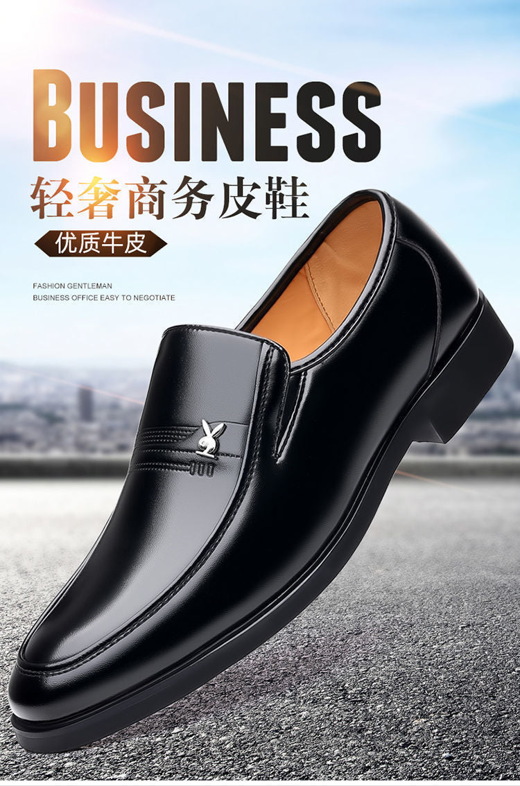 【genuine soft cowhide leather】clearance sale: men's leather shoes - anti-slip business work shoes for middle-aged and elderly dads
