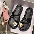 Super popular toe-toe sandals for women, new summer korean style, versatile flat bottom vacation casual beach shoes, popular shoes