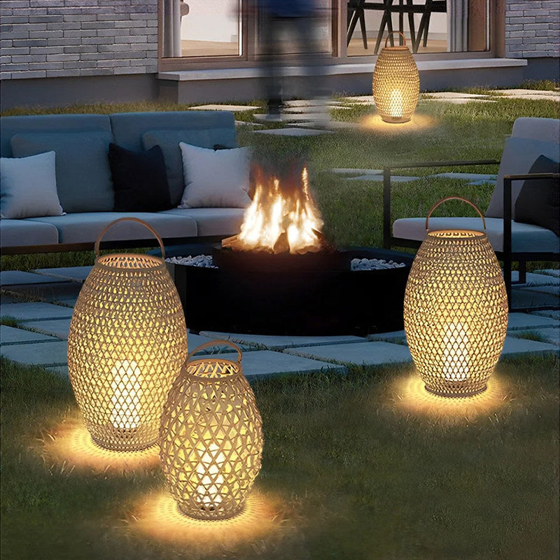 Outdoor waterproof woven floor lamp solar lawn light patio light villa courtyard light garden ambiance portable lamp