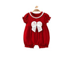 Youqi baby girl red jumpsuit summer full moon 100 days old princess khaki short-sleeved romper cute cute