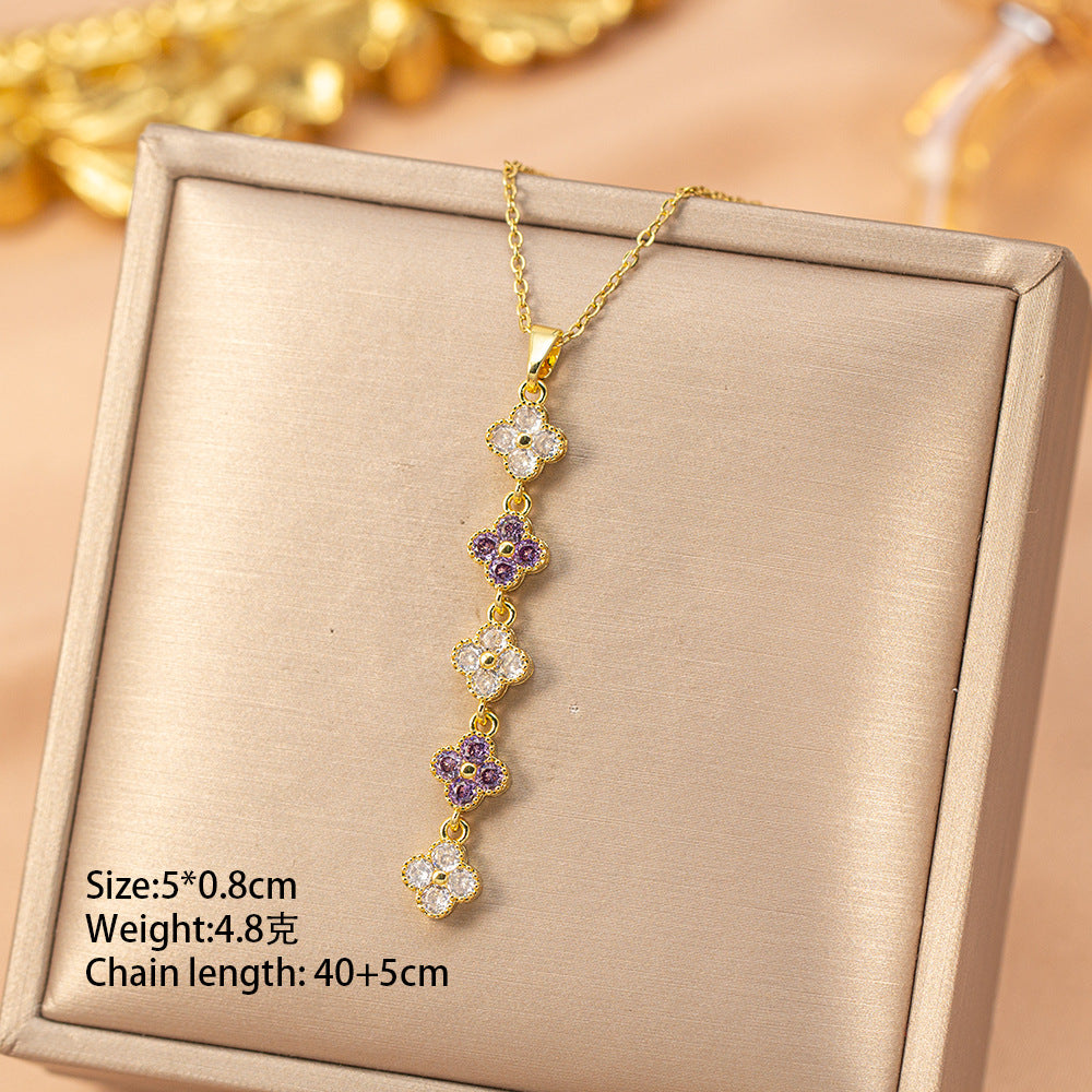 [titanium steel] fashionable and versatile four-leaf clover necklace for women, accessible luxury, high-end elegant clavicle chain jewelry