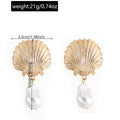 Wholesale ocean breeze earrings: european and american cross-border jewelry, versatile scallop-shaped, niche, high-end faux pearl pendant earrings for women